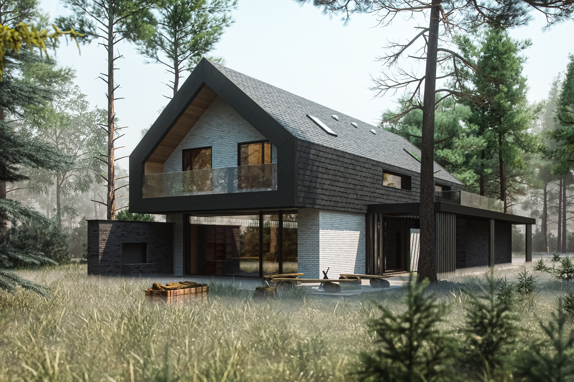 3d Visualisation of Eco-Passive House in Forest | rendergarden.co.uk